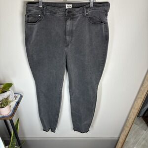 Herizon Womens 20W Gray Skinny Jeans Grunge Raw Hem Cotton Blend Stretch